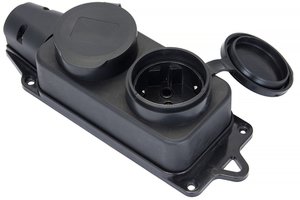 Фото EKF RPS-018-16-230-44 Роз. двухмест. с защит. крышками каучуковая 230В 2P+PE 16A IP44 PROxima