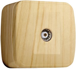 Фото EKF EGA00-027-30 Розетка TV 1-местная ОП Минск 75Ом 5-862МГц светлое дерево