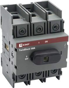 Фото EKF tb-100-3p-f Рубильник 100A 3P c рукояткой управления для прямой установки TwinBlock PROxima