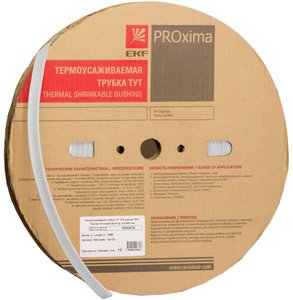 Фото EKF tut-2-w Термоусаживаемая трубка ТУТ 2/1 белая рулон PROxima