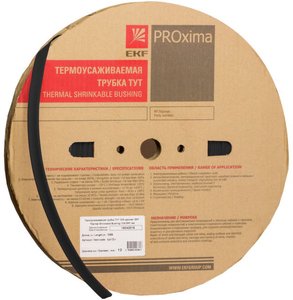 Фото EKF tut-16-b Термоусаживаемая трубка ТУТ 16/8 черная рулон PROxima