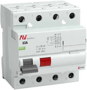 Фото EKF rccb-4-63-30-ac-av Устройство защитного отключения DV 4P 63А/ 30мА (AC) AVERES
