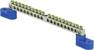 Фото EKF sn1-63-20-2 Шина "0" N (6x9мм) 20 отв. никель 2 синих угловых изолятора PROxima