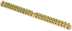 Фото EKF sn0-63-24 Шина PEN "ноль-земля" (6х9мм) 24 отверстия латунь крепеж по центру PROxima