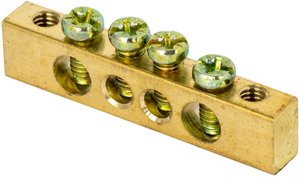 Фото EKF sn0-125-4-k Шина PEN "ноль-земля" (8х12мм) 4 отверстия латунь крепеж по краям PROxima