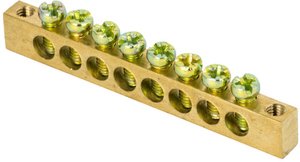 Фото EKF sn0-125-8-k Шина PEN "ноль-земля" (8х12мм) 8 отверстий латунь крепеж по краям PROxima