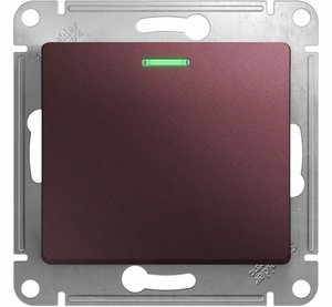Фото Schneider Electric Glossa GSL001163 Переключатель одноклавишный (10 А, подсветка, под рамку, с/у, баклажан)