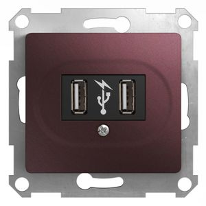 Фото Schneider Electric Glossa GSL001132 Розетка USB (2xUSB, под рамку, скрытая установка, баклажан)