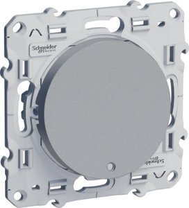 Фото Schneider Electric Odace S53R221 Выключатель 2-клавишный (10 А, под рамку, с/у, с подсветкой, алюминий)