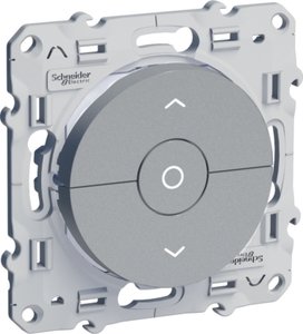 Фото Schneider Electric Odace S53R208 Выключатель для жалюзи трехкнопочный (6 А, с фиксацией, под рамку, скрытая установка, алюминий)