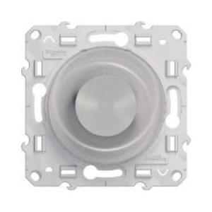 Фото Schneider Electric Odace S53R518 Светорегулятор поворотно-нажимной (100 Вт, под рамку, возм. упр. с 2х мест, с/у, алюминий)