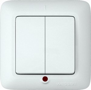 Фото Schneider Electric Прима VS5U-217-BI Выключатель 2-клавишный (10 А, в сборе, с/у, с подсветкой, белый)