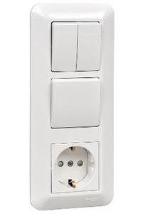 Фото Schneider Electric Прима BK2VR-008A-BI Блок комбинированный (3 кл.+1 роз., 16 А, в сборе, скрытая установка, з/к, шторки, IP20, белый)