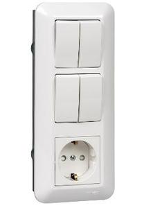 Фото Schneider Electric Прима BK2VR-008B-BI Блок комбинированный (4 кл.+1 роз., 16 А, в сборе, скрытая установка, з/к, шторки, IP20, белый)
