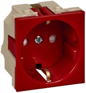 Фото Schneider Electric W45 RN16-113-K Розетка одинарная с заземляющим контактом (16 А, IP20, под рамку, скрытая установка, шторки, красная)