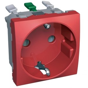 Фото Schneider Electric Altira ALB45288 Розетка одинарная с заземляющим контактом (16 А, IP20, под рамку, скрытая установка, шторки, красная)