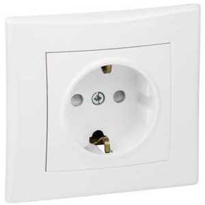 Фото Schneider Electric Sedna SDN3009121 Розетка одинарная с заземляющим контактом (16 А, IP20, под рамку, скрытая установка, шторки, белая)