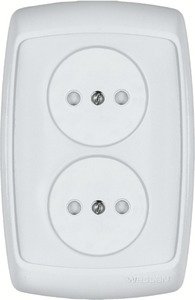 Фото Schneider Electric Рондо RS10-224-BI Розетка двойная (10 А, IP20, в сборе, скрытая установка, шторки, белая)