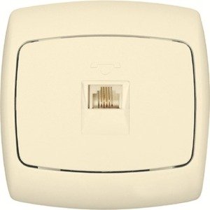 Фото Schneider Electric Рондо RT-4S-SI Розетка телефонная (RJ11, в сборе, скрытая установка, слоновая кость)