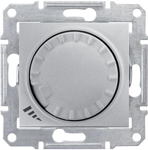 Фото Schneider Electric Sedna SDN2200860 Светорегулятор поворотно-нажимной (600 Вт, под рамку, возм. упр. с 2х мест, с/у, с возм. о/у, алюминий)