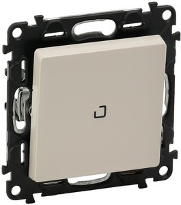 Фото Legrand Valena Life 752212 Выключатель кнопочный (подсветка, 6 А, под рамку, возм. накладного монтажа, с/у, кремовый)