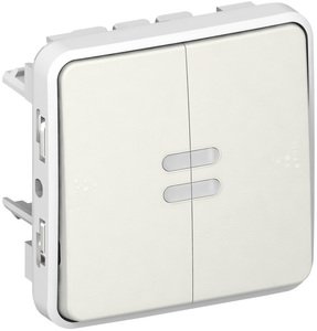 Фото Legrand Plexo 069626 Переключатель двухклавишный (10 А, IP55, подсветка, под рамку, белый)
