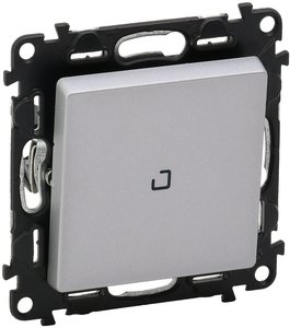 Фото Legrand Valena Life 752312 Выключатель кнопочный (подсветка, 6 А, под рамку, возм. накладного монтажа, с/у, алюминий)