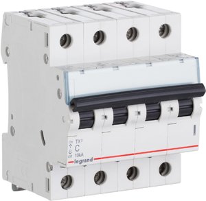 Фото Legrand TX3 404068 Автоматический выключатель четырехполюсный 10А (10 кА, C)