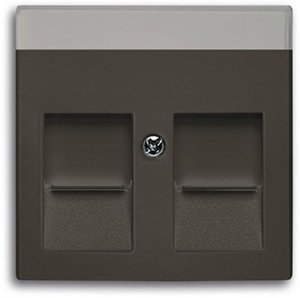 Фото ABB Basic55 2CKA001710A3942 Крышка розетки телефонной/компьютерной (2хRJ11/RJ45, шторки, chateau-черный)