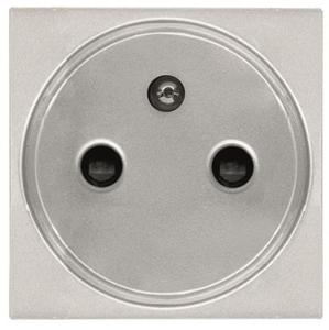 Фото ABB Zenit 2CLA228700N1301 Розетка с заземляющим контактом и шторками (франц. стандарт, 16 А, под рамку, скрытая установка, серебро)