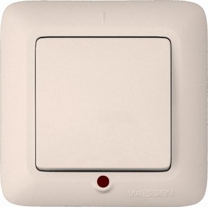 Фото Schneider Electric Прима VS1U-115-SI Выключатель 1-клавишный (10 А, в сборе, с/у, с подсветкой, бежевый)