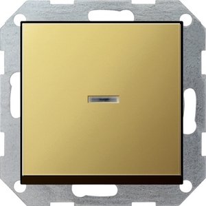 Фото Gira System55 0136604 Выключатель одноклавишный (10 А, индикация, под рамку, скрытая установка, латунь)