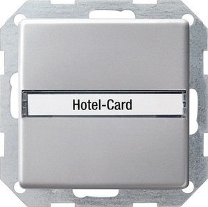 Фото Gira E22 0140203 Выключатель для ключ-карты (10 А, поле для надписи, подсветка, под рамку, скрытая установка, алюминий)