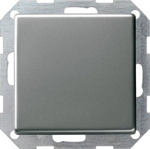 Фото Gira E22 285120 Переключатель одноклавишный перекрестный (10 А, подсветка, под рамку, скрытая установка, нержавеющая сталь)