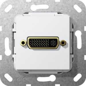 Фото Gira System55 564403 Розетка DVI (24+5) переходник (DVI, под рамку, скрытая установка, белая глянцевая)