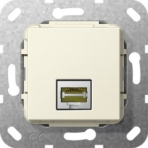 Фото Gira System55 569501 Розетка компьютерная переходник (RJ45, под рамку, скрытая установка, кремовая глянцевая)