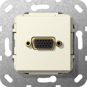 Фото Gira System55 565201 Розетка VGA переходник (VGA, под рамку, скрытая установка, кремовая глянцевая)