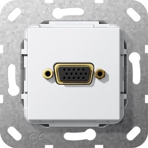 Фото Gira System55 565203 Розетка VGA переходник (VGA, под рамку, скрытая установка, белая глянцевая)