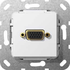 Фото Gira System55 565303 Розетка VGA (VGA, под рамку, скрытая установка, белая глянцевая)