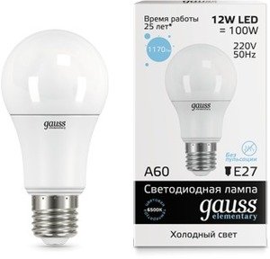Фото Gauss 23232 Лампа LED Elementary A60 12W E27 6500K 1/10/50