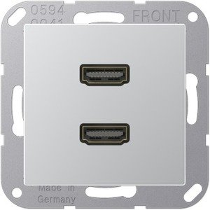 Фото Jung MAA1133AL Розетка информационная (2хHDMI, под рамку, скрытая установка, алюминий)