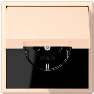 Фото Jung Le Corbusier LC1520KIKL32123 Розетка с крышкой и с заземляющим контактом (16 А, под рамку, шторки, скрытая установка, terre sienne pâle)