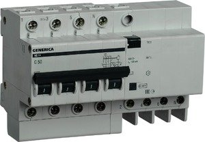 Фото IEK АД-14 MAD15-4-050-C-100 Автоматический выключатель дифференциального тока четырехполюсный 50А (тип AC, 4.5 кА)