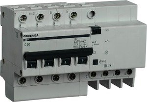 Фото IEK АД-14 MAD15-4-050-C-300 Автоматический выключатель дифференциального тока четырехполюсный 50А (тип AC, 4.5 кА)