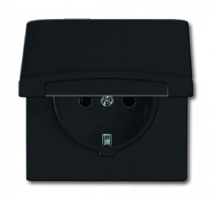 Фото ABB Allwetter 2CKA002064A0290 Розетка SCHUKO (16 А, IP44, з/к, крышка, под рамку, скрытая установка, антрацит)