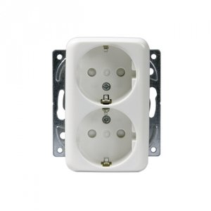 Фото ABB Jussi 2TKA000759G1 Розетка двойная DoubleSCHUKO (16 А, под рамку, скрытая установка, з/к, белая)