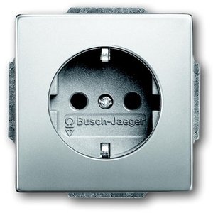 Фото ABB Pure steel 2011-0-3850 Розетка Schuko (16A, под рамку, с/у, з/к, сталь)