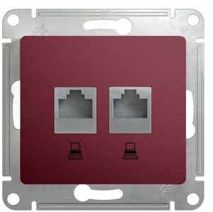 Фото Schneider Electric Glossa GSL001185KK Розетка двойная компьютерная (2xRJ45, под рамку, скрытая установка, баклажан)