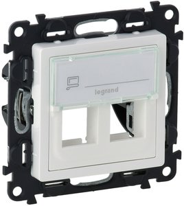 Фото Legrand Valena Life 755390 Адаптер для разъемов Keystone 2-ой (2 шт, белый)