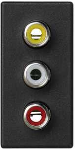 Фото Simon Connect K105B-14 Розетка AV (1 модуль, 3хRCA, под рамку, скрытая установка, графит)
